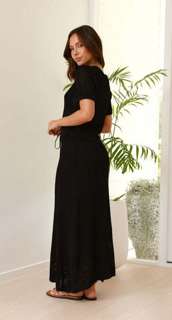 Dacian Knit Maxi Skirt - Black