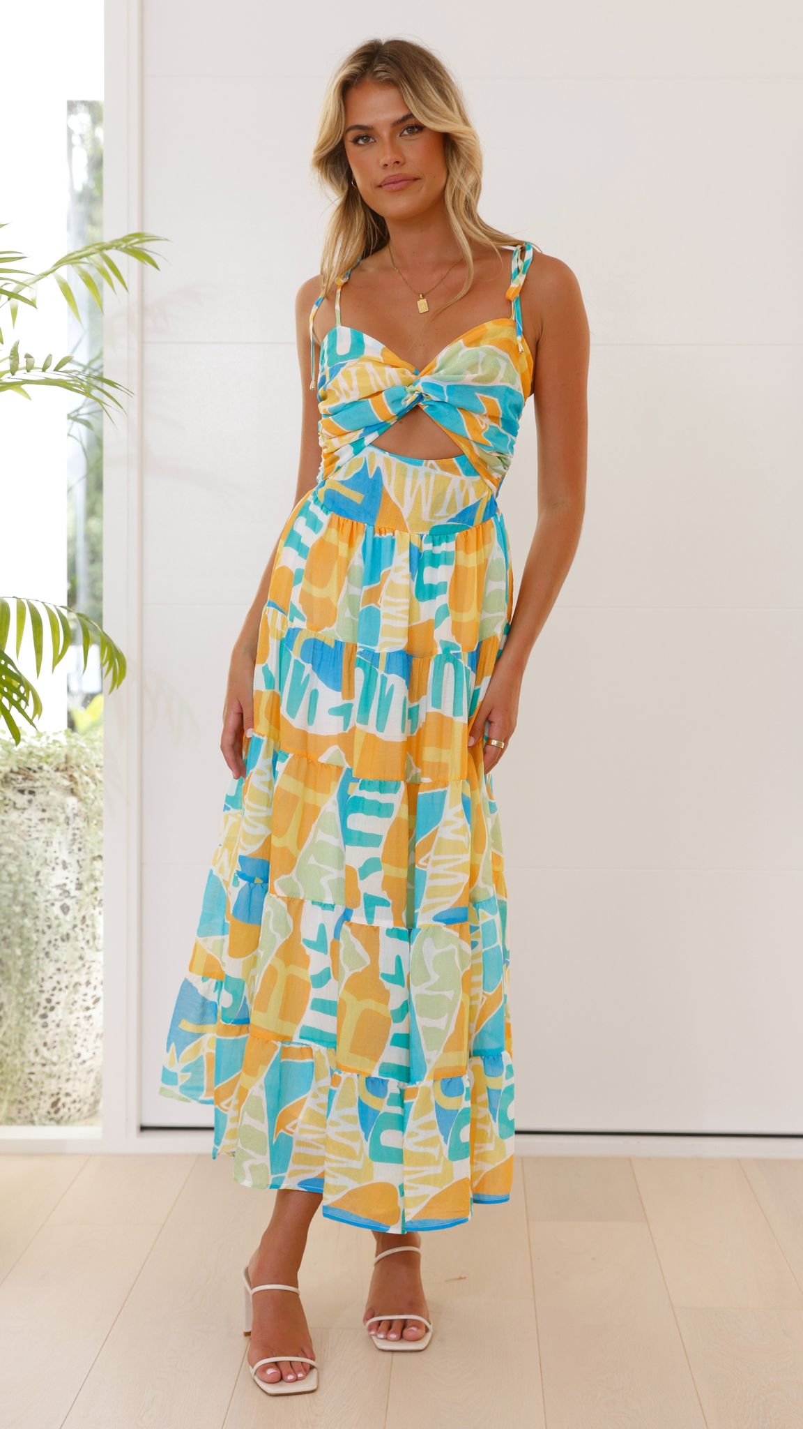 Yaritza Maxi Dress - Blue / Orange Print