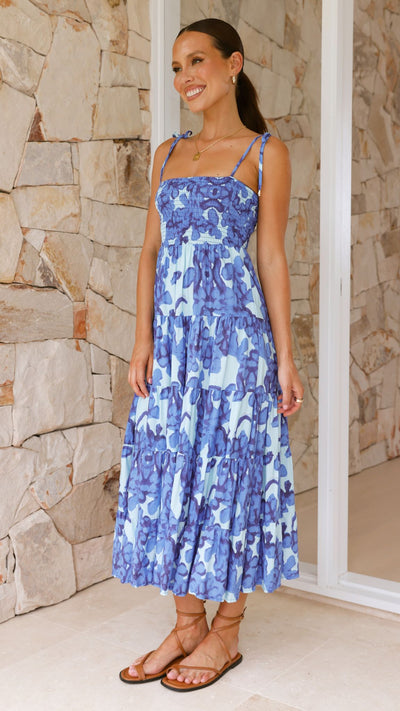 Load image into Gallery viewer, Badar Maxi Dress - Blue Floral - Billy J
