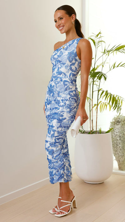 Load image into Gallery viewer, Natalia Midi Dress - Blue Floral
