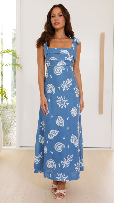 Load image into Gallery viewer, Caitlin Maxi Dress - Blue / White
