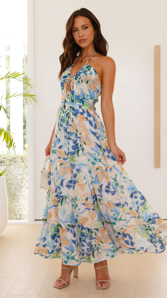 Majella Maxi Dress - Blue Floral