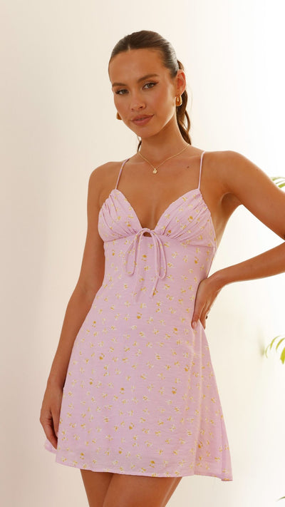 Load image into Gallery viewer, Coco Mini Dress - Pink / Yellow Floral
