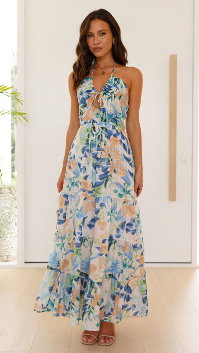Load image into Gallery viewer, Majella Maxi Dress - Blue Floral
