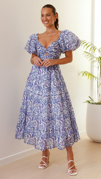Load image into Gallery viewer, Balthazar Maxi Dress - Blue Floral

