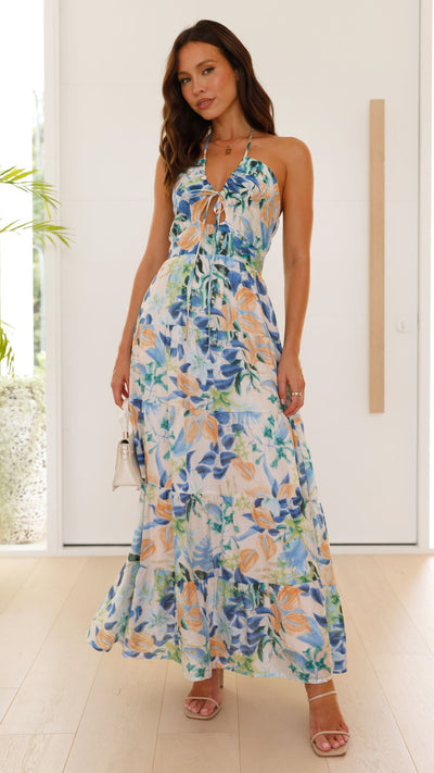 Load image into Gallery viewer, Majella Maxi Dress - Blue Floral
