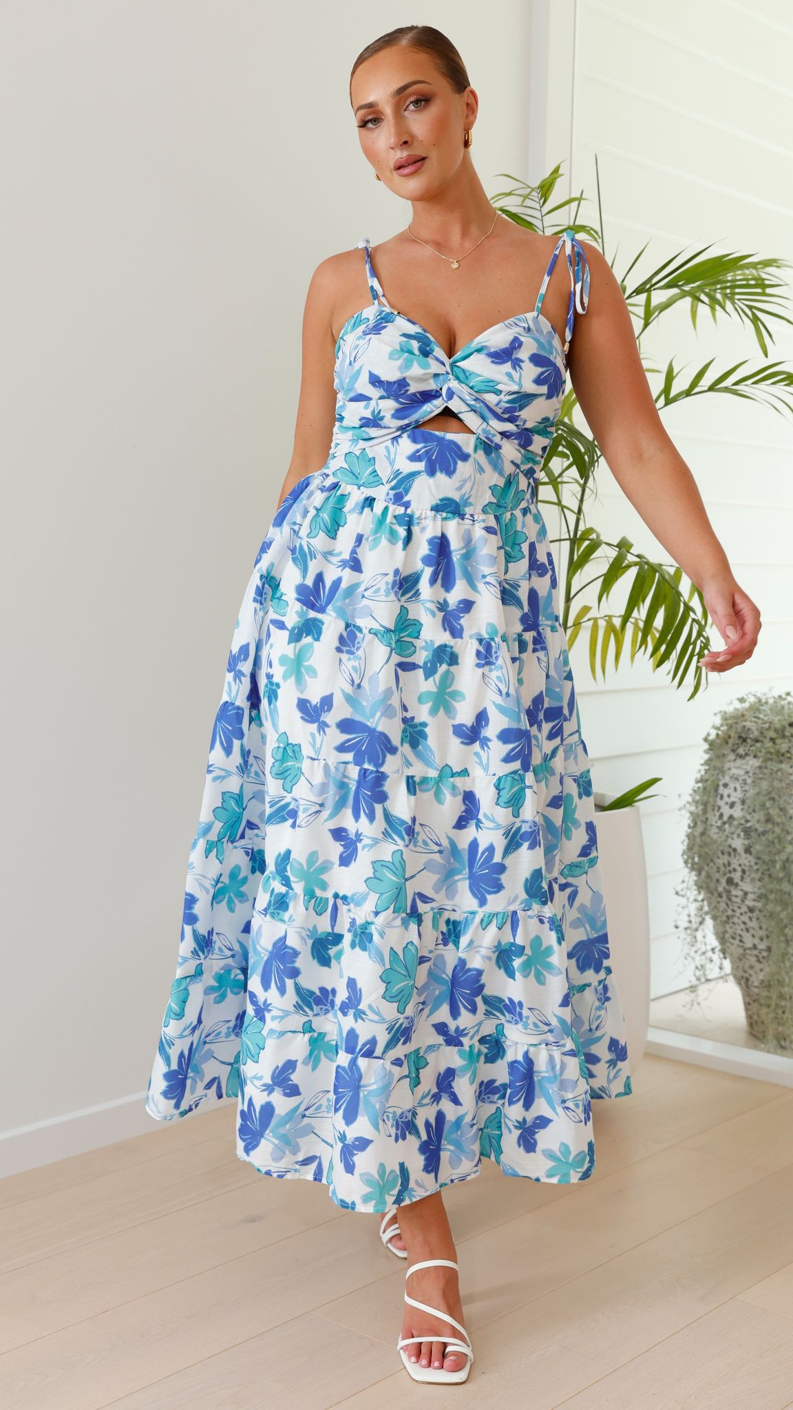 Zafirah Maxi Dress - Blue / Green Floral