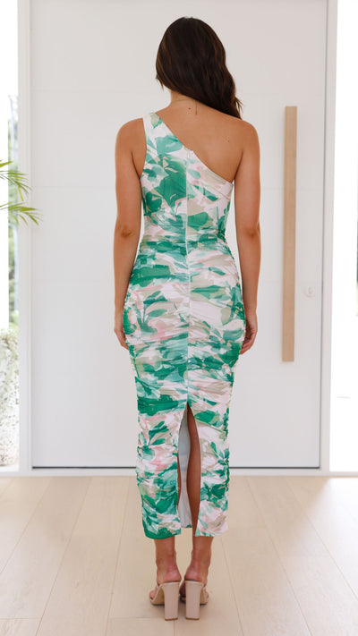 Load image into Gallery viewer, Natalia Midi Dress - Green Print
