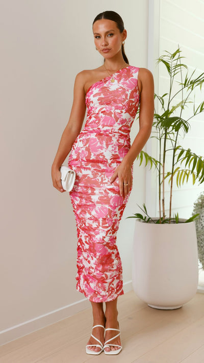 Load image into Gallery viewer, Natalia Midi Dress - Pink Floral
