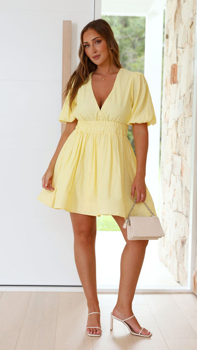 Load image into Gallery viewer, Erin Mini Dress - Yellow - Billy J

