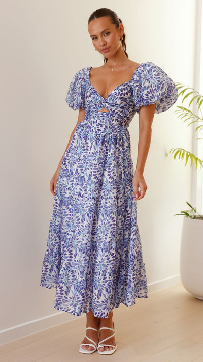 Load image into Gallery viewer, Balthazar Maxi Dress - Blue Floral
