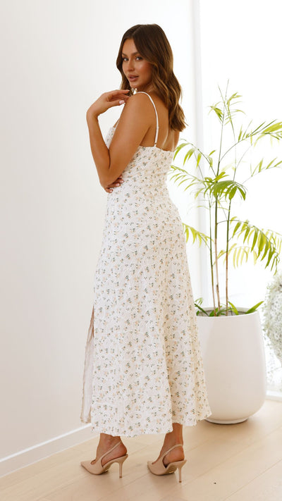 Load image into Gallery viewer, Aretha Maxi Dress - White/Yellow Floral

