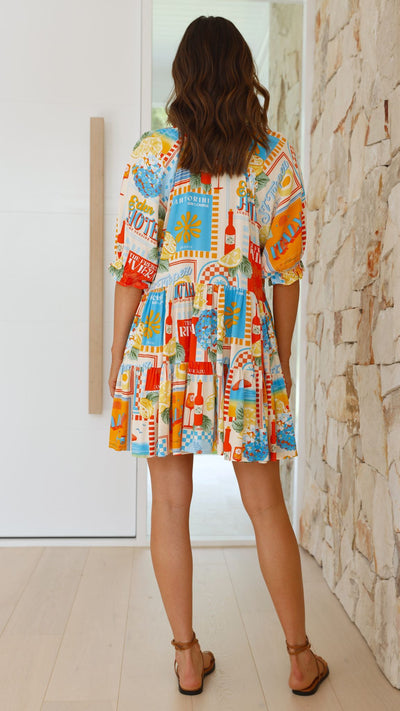 Load image into Gallery viewer, Petal Mini Dress - Sun Lounger Print
