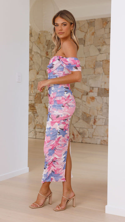 Load image into Gallery viewer, Kylie Maxi Dress - Pink/Blue Floral - Billy J
