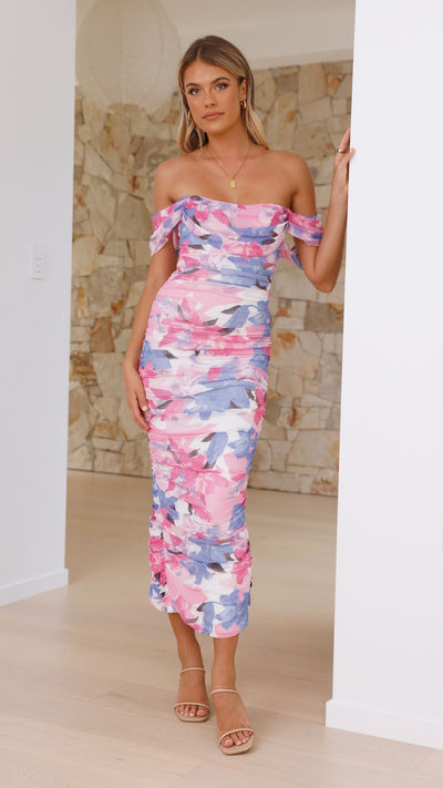 Load image into Gallery viewer, Kylie Maxi Dress - Pink/Blue Floral
