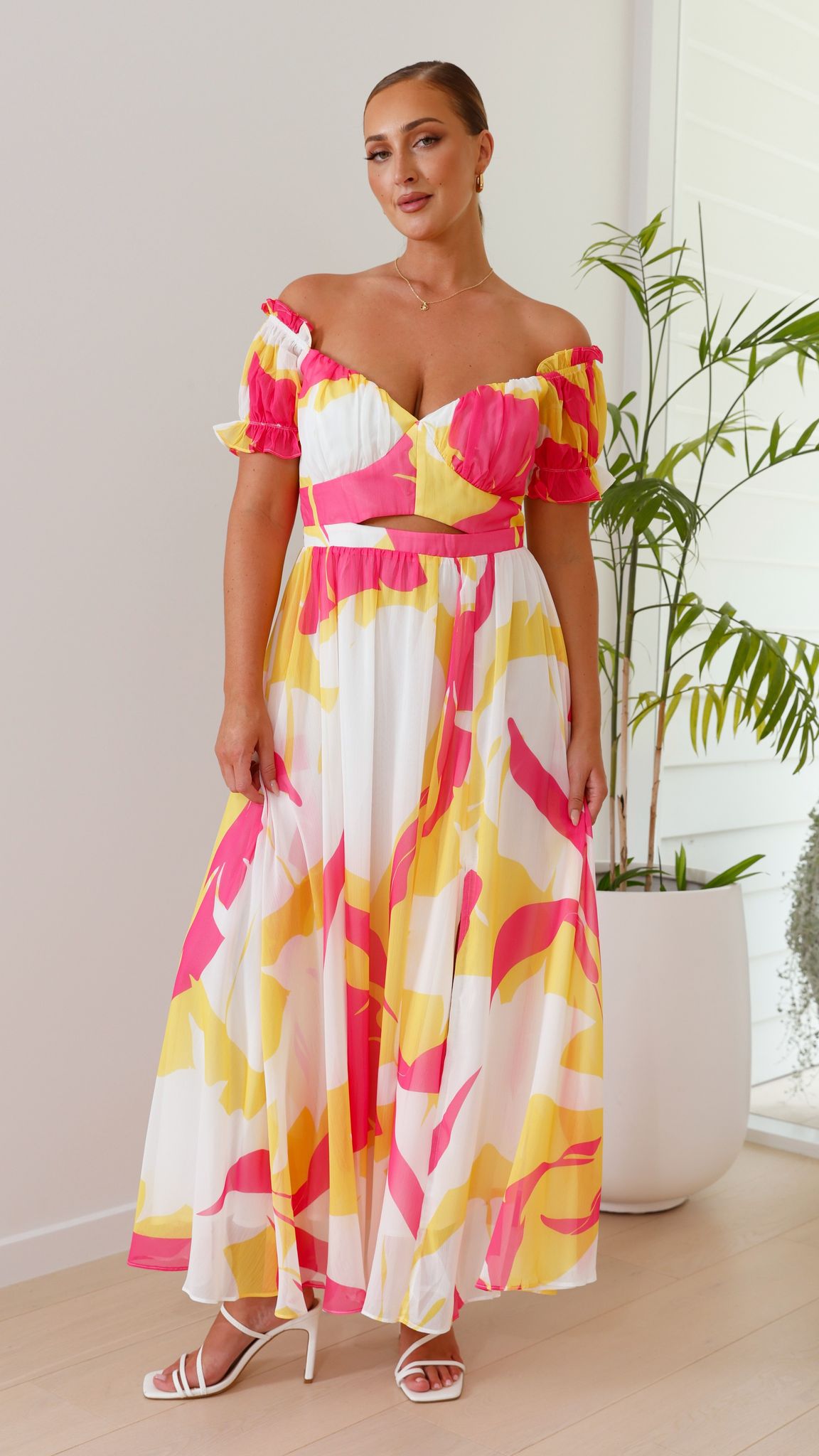 Yara Maxi Dress - Pink / Yellow Print - Billy J