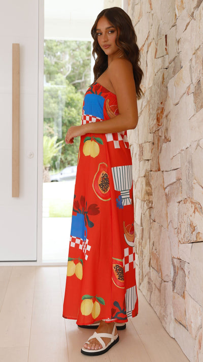 Load image into Gallery viewer, Connie Maxi Dress - Red Papaya Print
