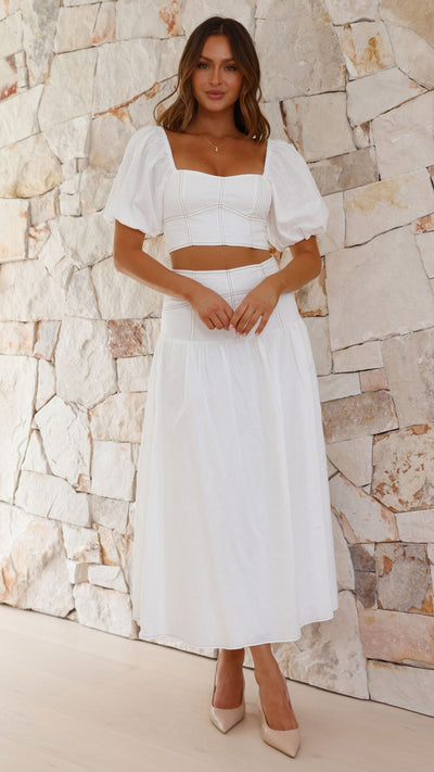 Load image into Gallery viewer, Vivien Top and Maxi Skirt Set - White - Billy J
