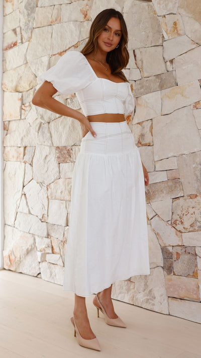 Load image into Gallery viewer, Vivien Top and Maxi Skirt Set - White
