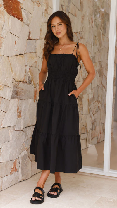 Load image into Gallery viewer, Samaya Midi Dress - Black
