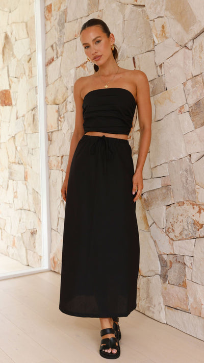 Load image into Gallery viewer, La Brisa Linen Skirt - Black
