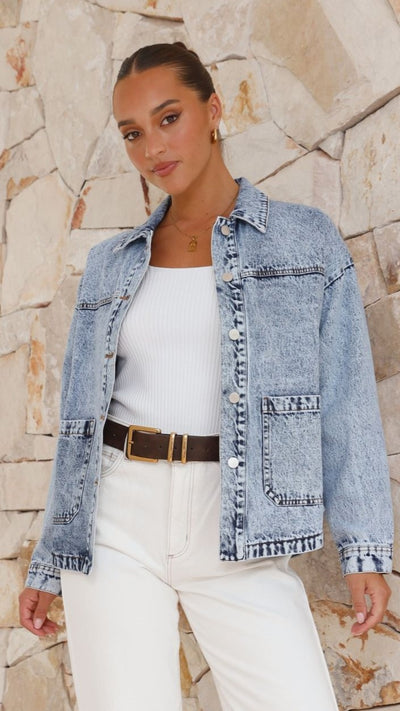 Load image into Gallery viewer, Idonea Oversized Jacket - Mid Blue Denim - Billy J
