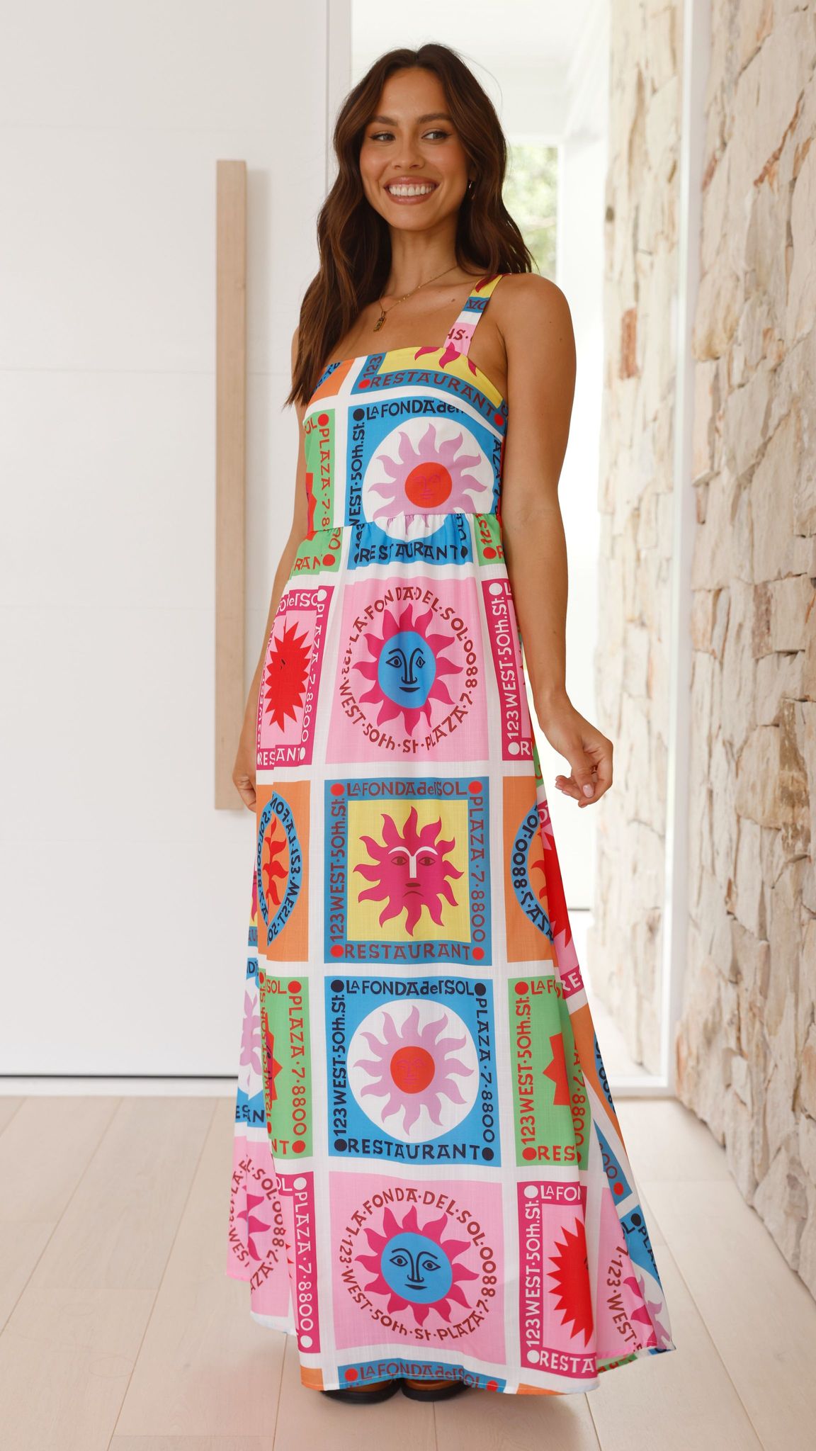 Amira Maxi Dress - Multi Colour Sun Print - Billy J