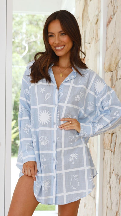 Load image into Gallery viewer, Piper Shirt Dress - Beach Soleil Print
