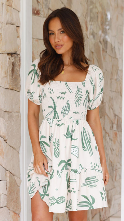 Load image into Gallery viewer, Zada Mini Dress - Green Palm - Billy J
