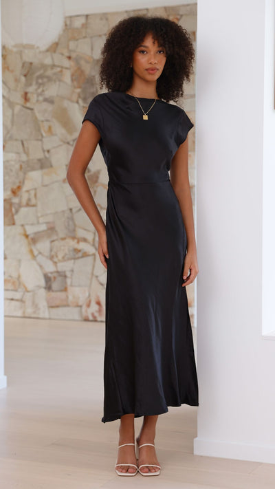 Load image into Gallery viewer, Ivana Midi Dress - Black - Billy J
