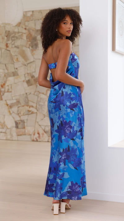 Load image into Gallery viewer, Miya Maxi Dress - Blue Floral - Billy J
