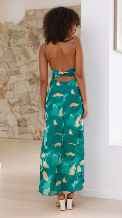 Load image into Gallery viewer, Margie Midi Dress - Green Print
