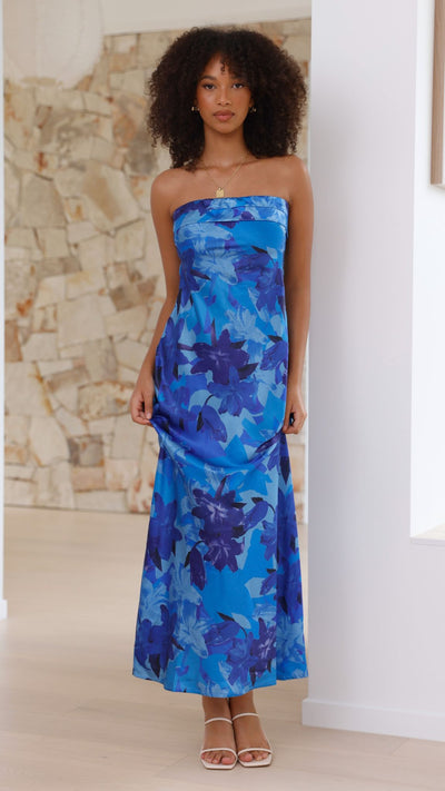 Load image into Gallery viewer, Miya Maxi Dress - Blue Floral - Billy J
