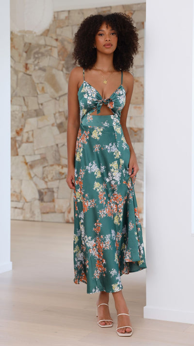 Load image into Gallery viewer, Dreamers Midi Dress - Green Floral
