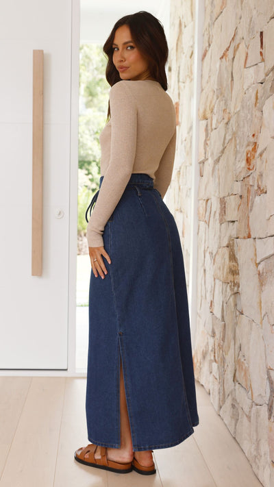 Load image into Gallery viewer, Kahlilia Maxi Skirt - Mid Blue Denim - Billy J
