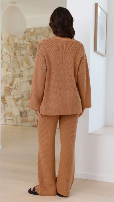 Load image into Gallery viewer, Jachai Knitted Pants - Mocha - Billy J
