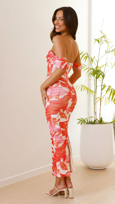 Load image into Gallery viewer, Kylie Maxi Dress - Orange Floral - Billy J
