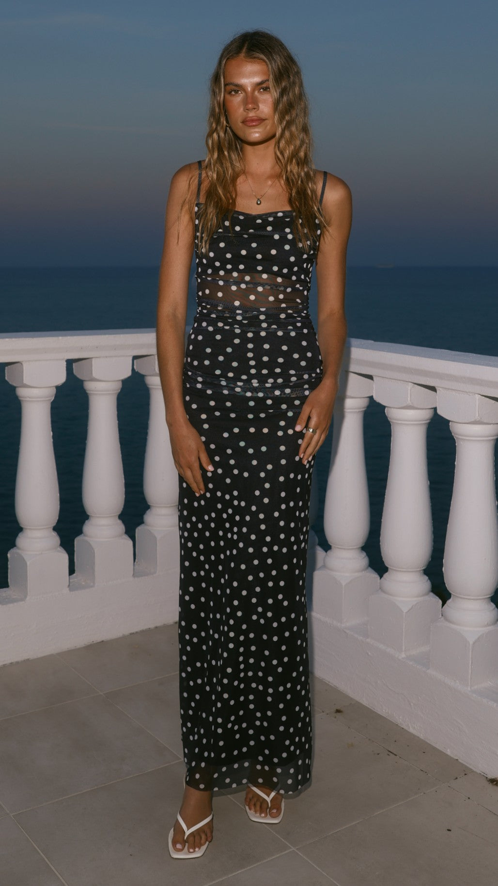 Loralei Maxi Dress - Black/White Polka Dot - Billy J