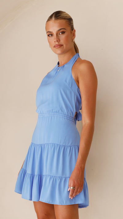 Load image into Gallery viewer, Solana Tie Back Mini Dress - Cornflower Blue
