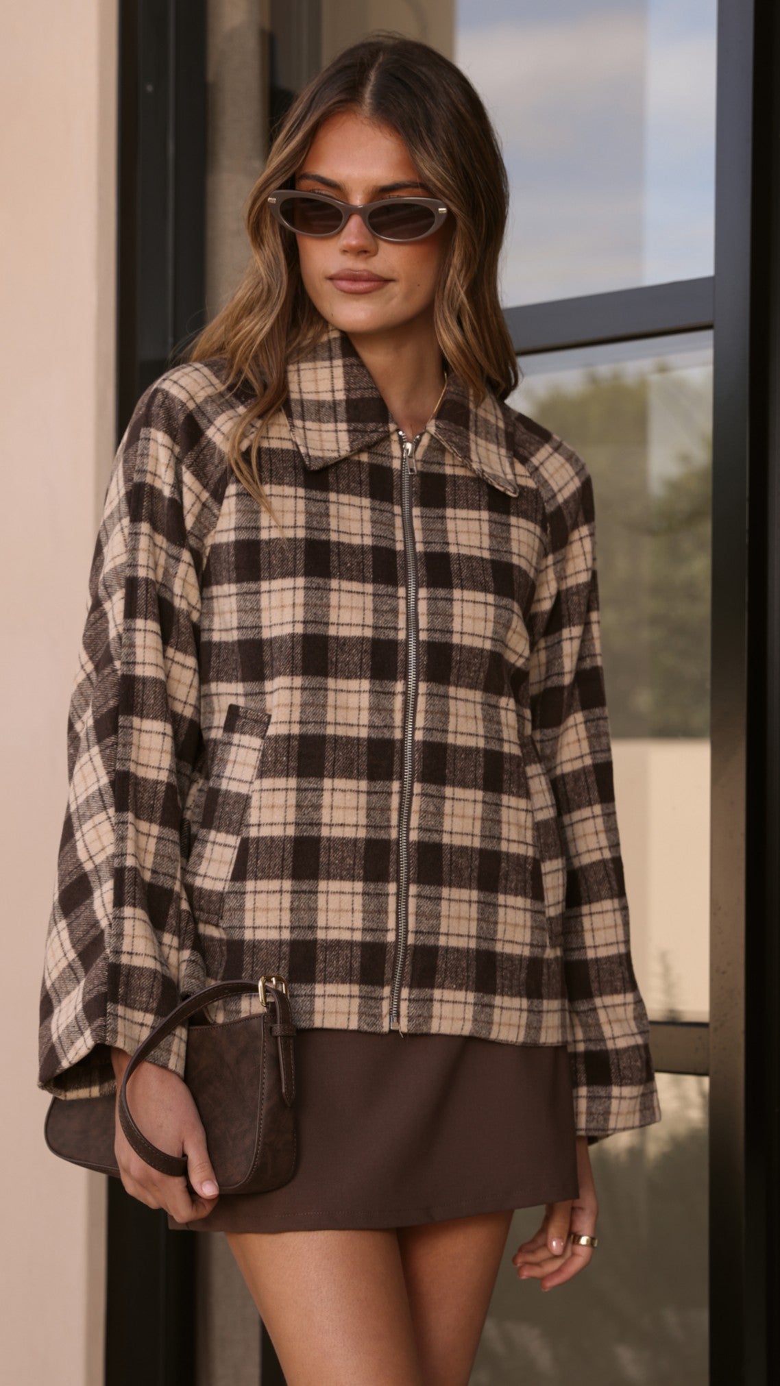 MVN Adrianna Jacket - Brown Plaid - Billy J
