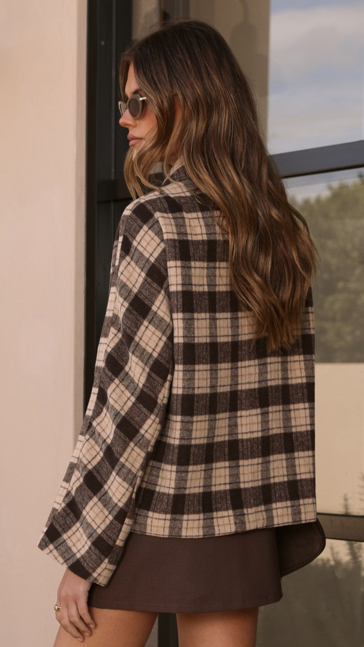 MVN Adrianna Jacket - Brown Plaid - Billy J