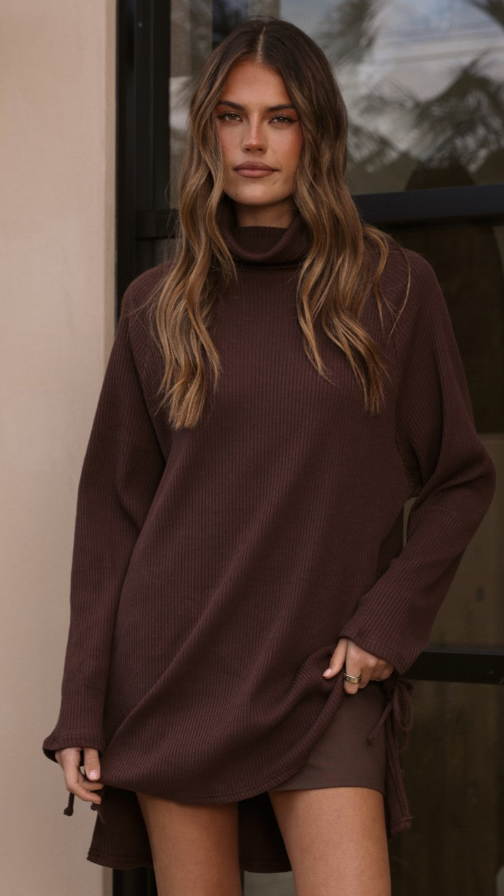 Ravio Oversized Rib Knit - Chocolate - Buy Women's Sweaters - Billy J