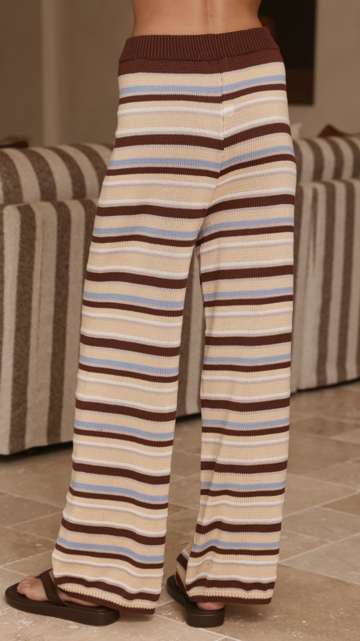 Florentine Knit Vest and Pants Set - Beige/Choc/Blue Stripe - Billy J