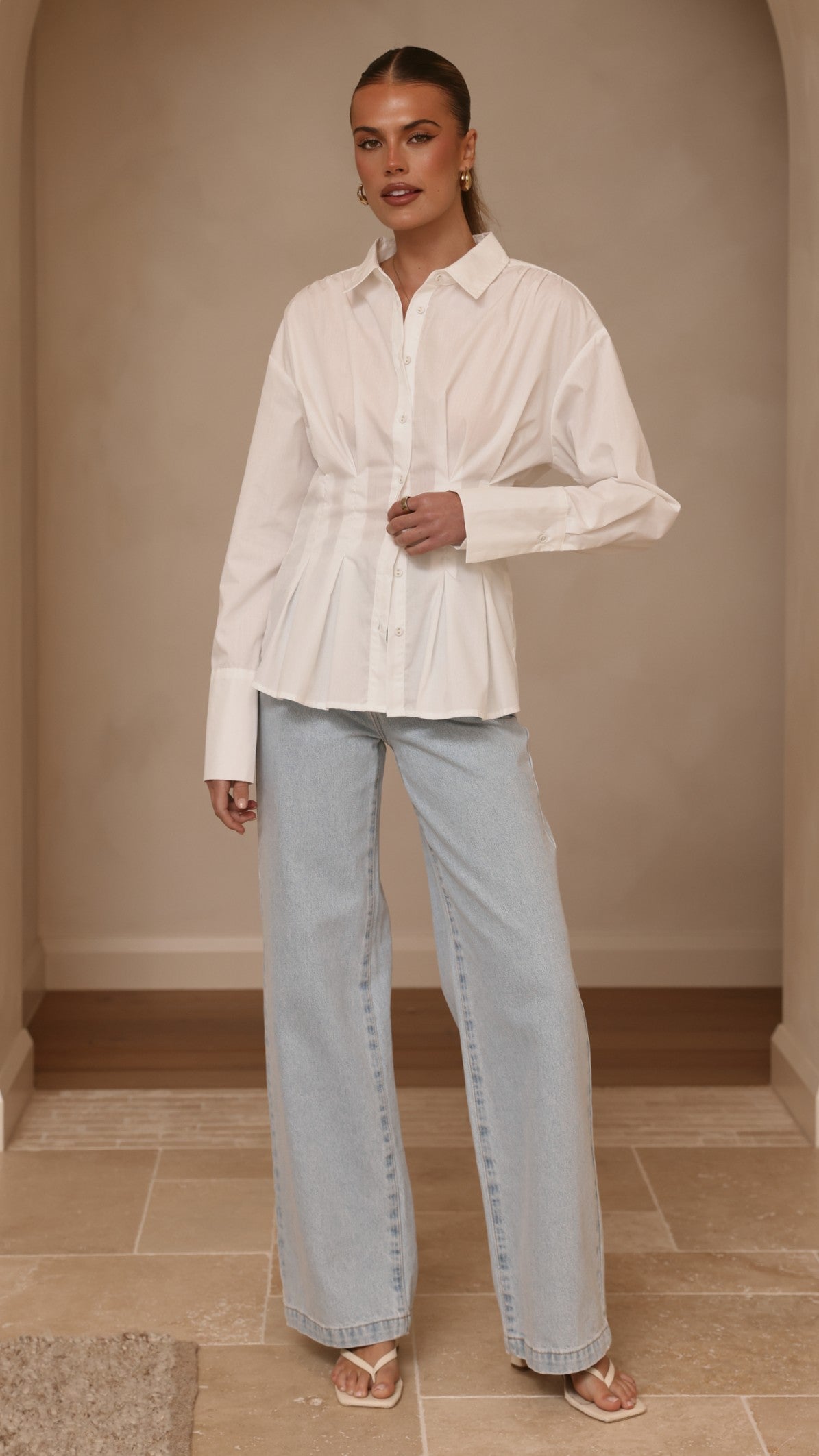 Riley Long Sleeve Top - White - Billy J