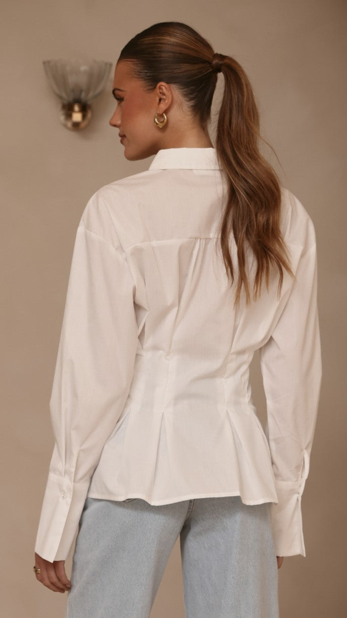 Riley Long Sleeve Top - White - Billy J