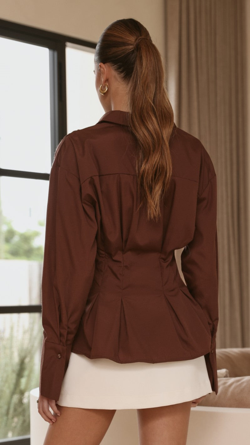Riley Long Sleeve Top - Brown - Billy J