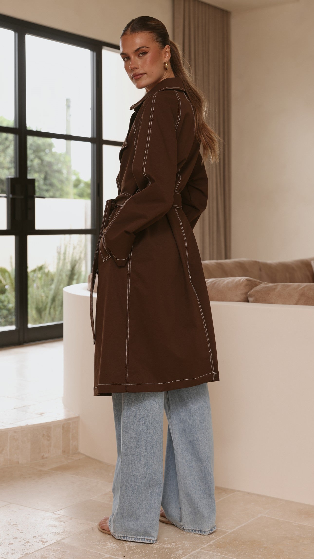 Cora Trench Coat - Brown - Billy J