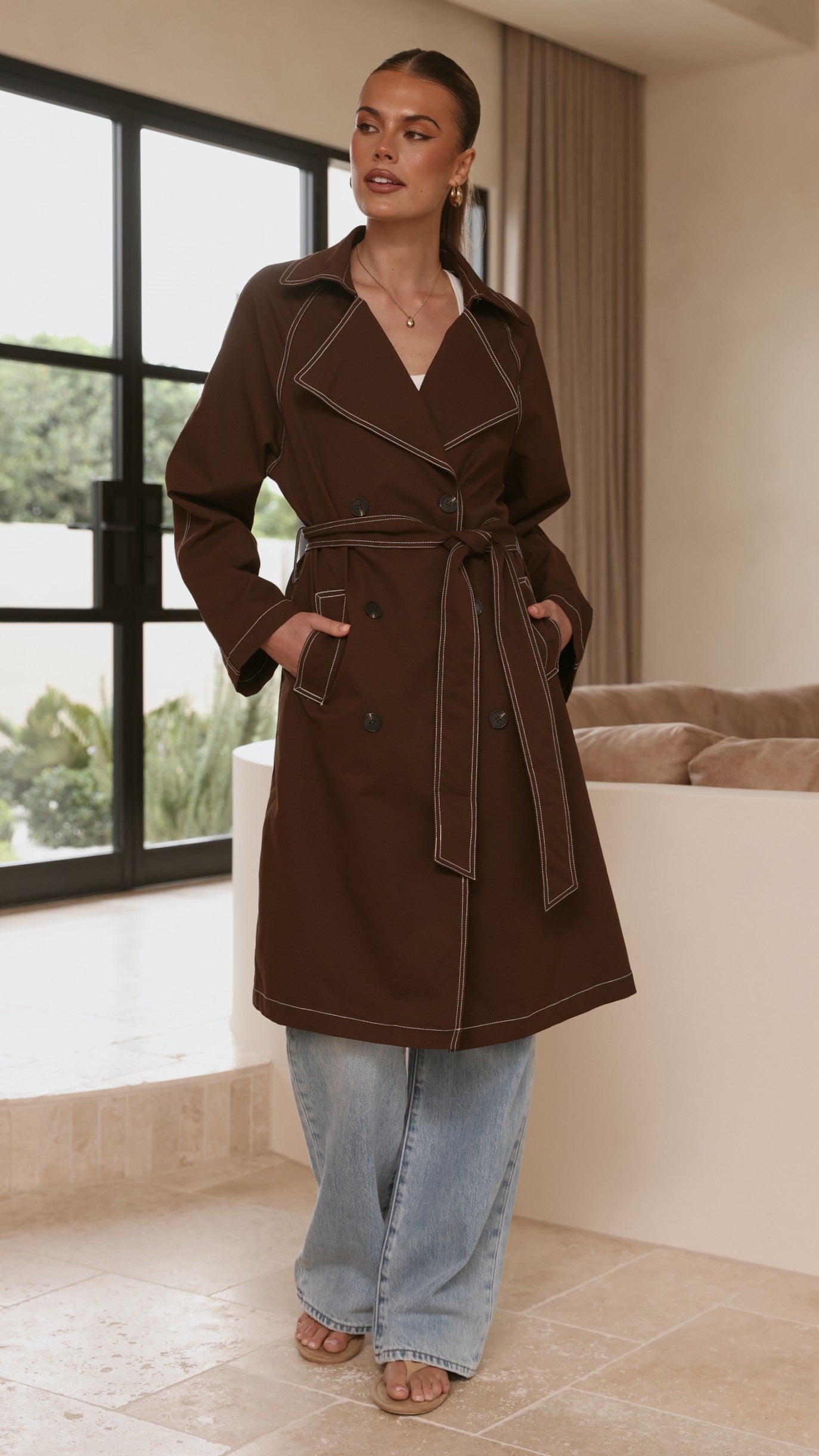 Cora Trench Coat - Brown - Billy J
