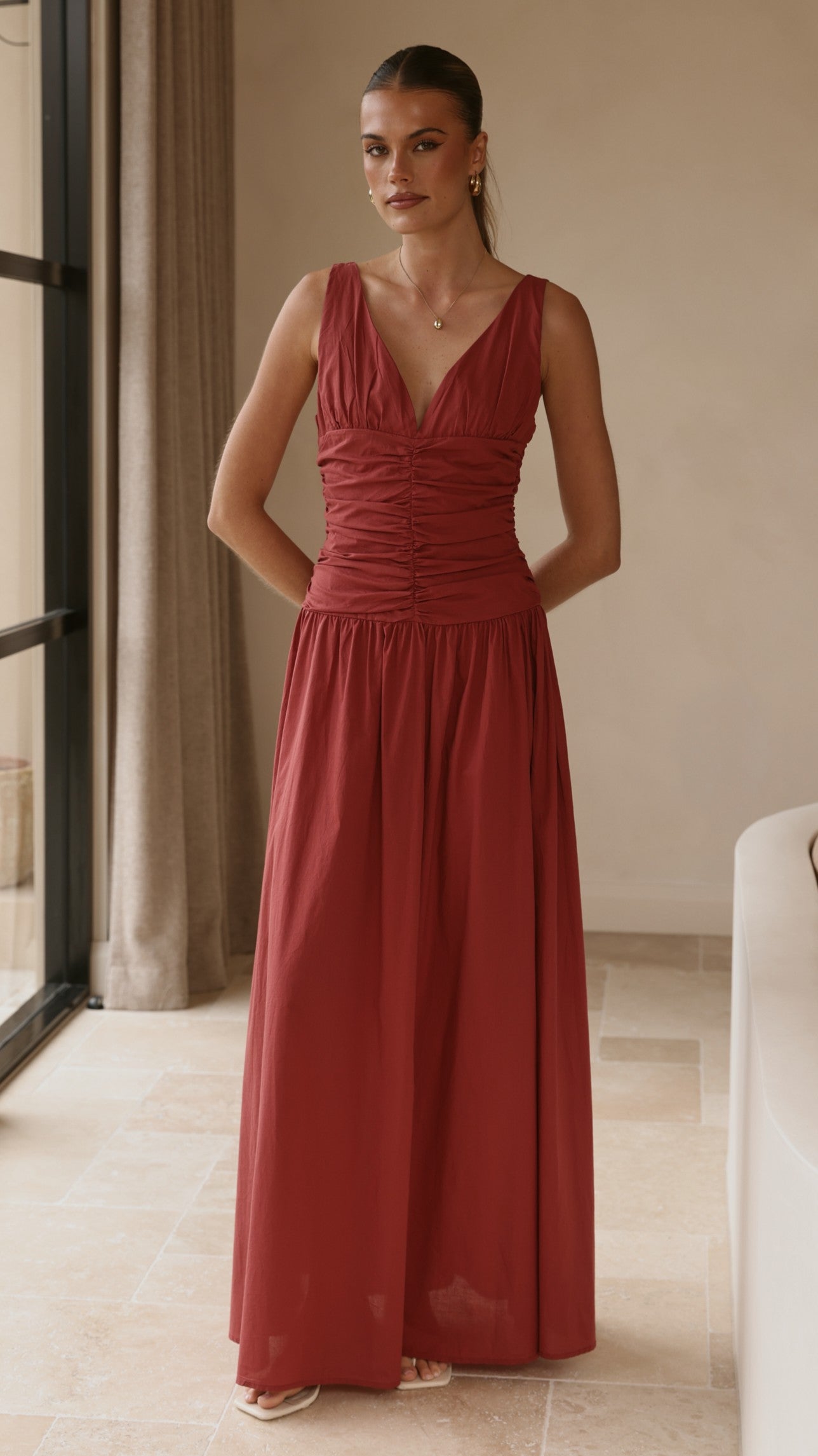 Sanya Maxi Dress - Burgundy - Billy J