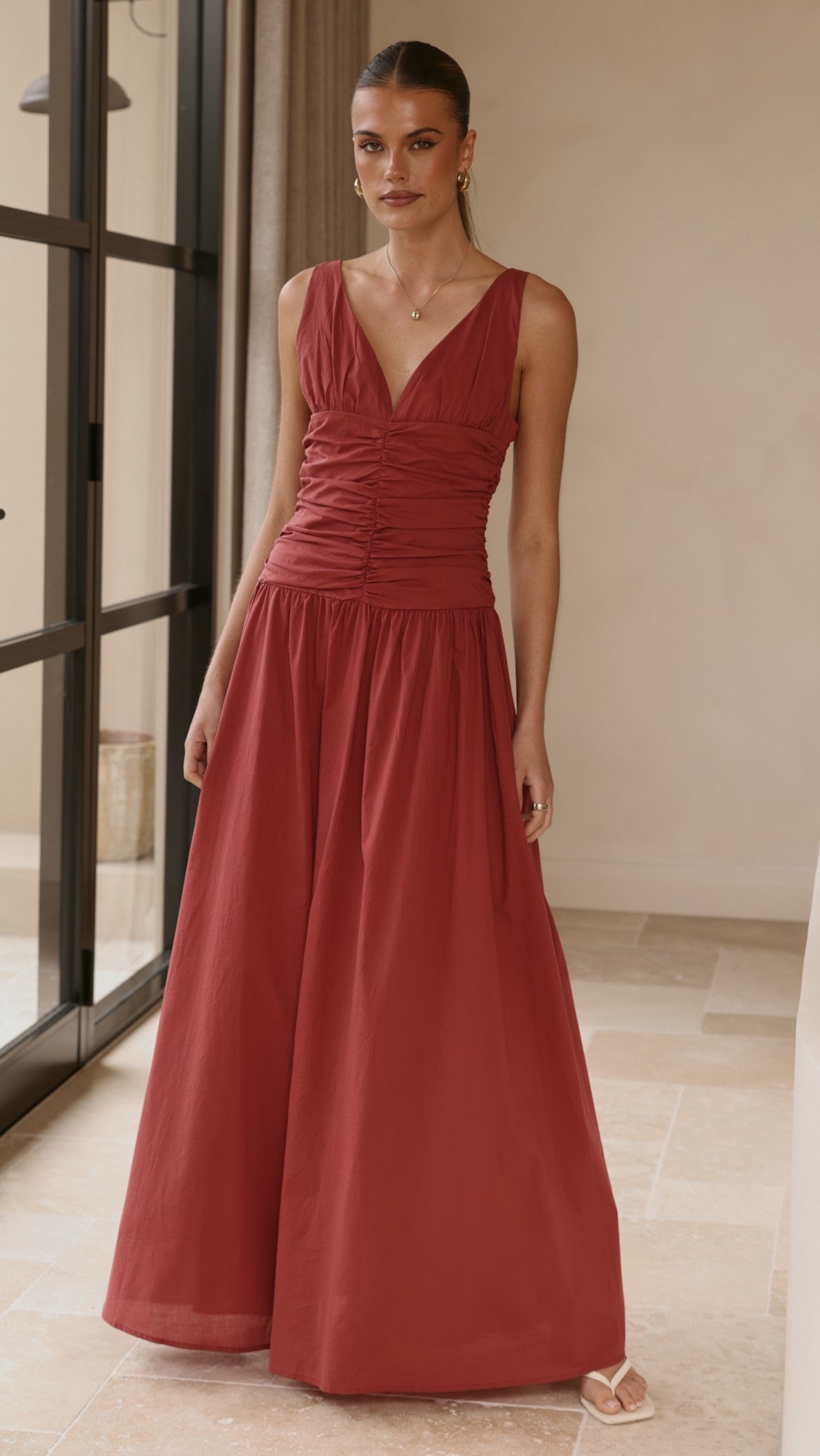 Sanya Maxi Dress - Burgundy - Billy J